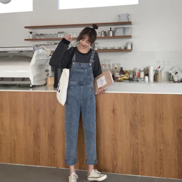 머머다 멜빵바지 루즈핏 데님 청 점프수트 빅사이즈 여성12 Cbn12 589001946756