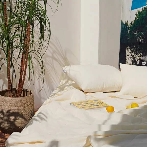 [모기 기피 95% 이불] 깃든 친환경 모기/진드기 기피 시어서커 여름이불 SS/Q, 차렵이불 단품, 레몬크림