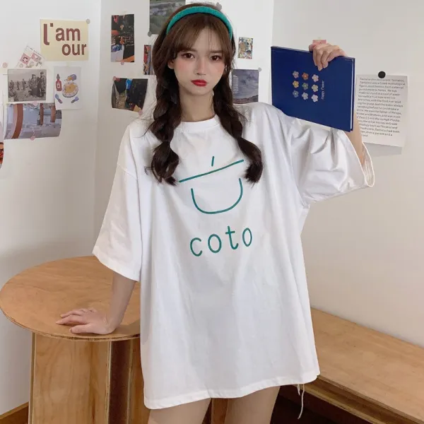 인싸템 반팔티셔츠 여성 여름 와이드 루즈핏 트렌드 INS 유행 하라쥬크 BF풍취 소녀 보라색 반팔 상의