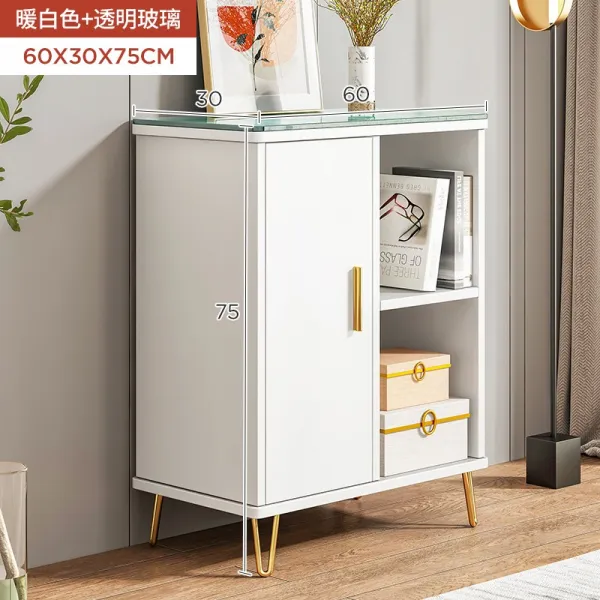가볍게 사치한 TV거실장 현대 심플 높이다 타입 티비 허브랙 콤비네이션 하고 있다 붙박이식 수납장 유리를 끼우다 캐비닛, 조립 가장자리 장식장 따뜻함 화이트 _투명