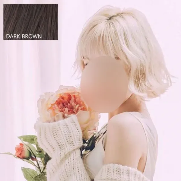 데일리 단발머리 가발-다크브라운 모자 헤어액세서리 투톤, 1개, 상세페이지참조()