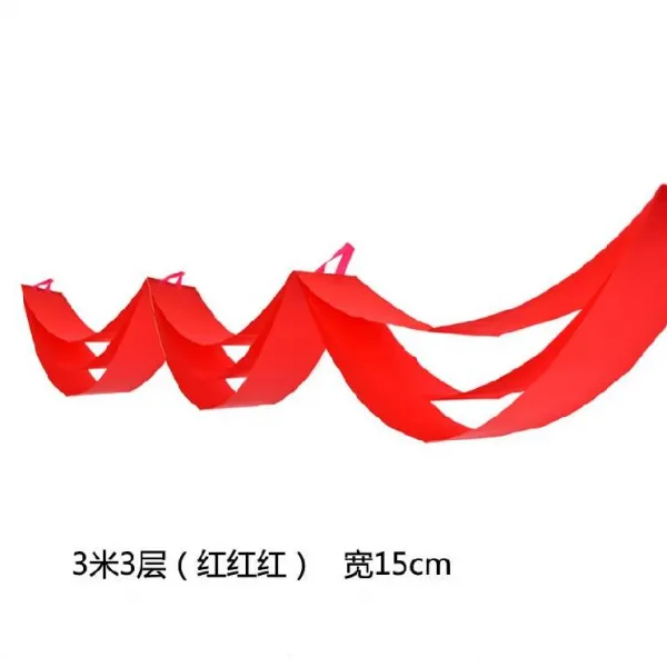 호야네 헤어샵미미 천장선반 가랜드 마트 호텔 핸드폰 주년 소매부 개업 장식 오색리본 밥, 3메터 3단 3물결 （붉은 눈시울 ）