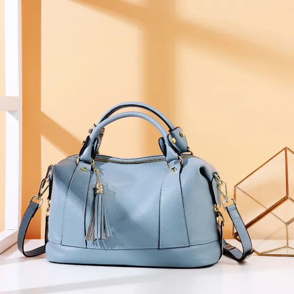 Tennmall 가죽 핸드백 조수 어깨 가방 술 첫 번째 레이어 소 레이디 크로스 바디 백