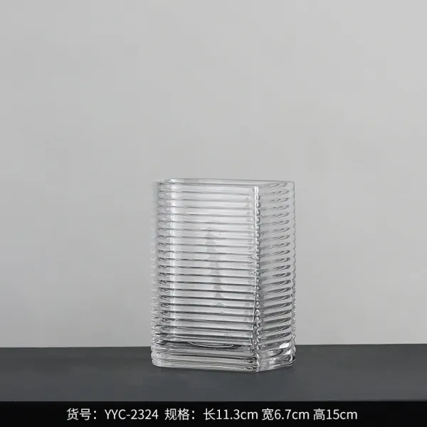 독창적 블루 꽃병 기하학무니 삼각 형 유리 꽃그릇 심플 현대 골지 수배 진열 장식품, 본상품, YYC－2324