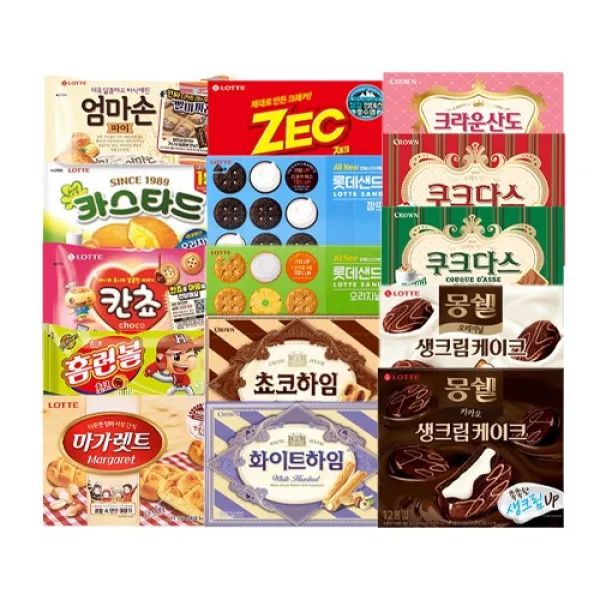 [더퍼스트마켓] 대용량 인기비스켓 4묶음 과자세트, SET.8화이트하임+빅파이+엄마손파이+칸쵸