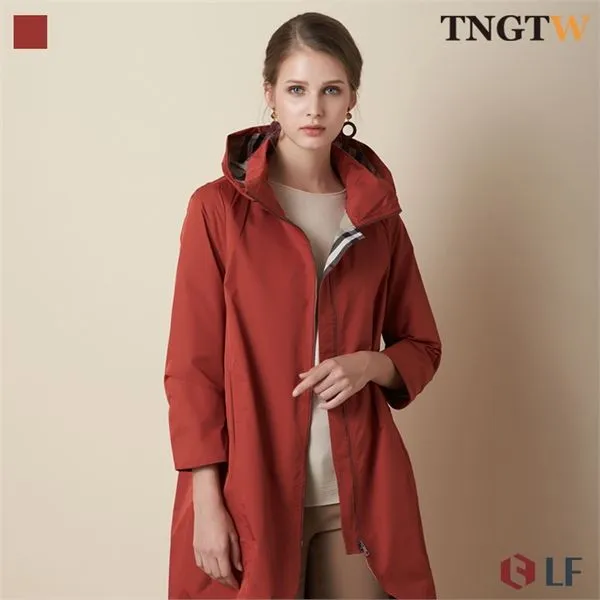 Tngtw 체크배색 코쿤 실루엣 바바리 Thu09ct01 Orange