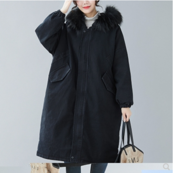 마마퀸 여성빅사이즈 심플털후드 벌룬사파리 점퍼 9M1212552001 빅사이즈점퍼