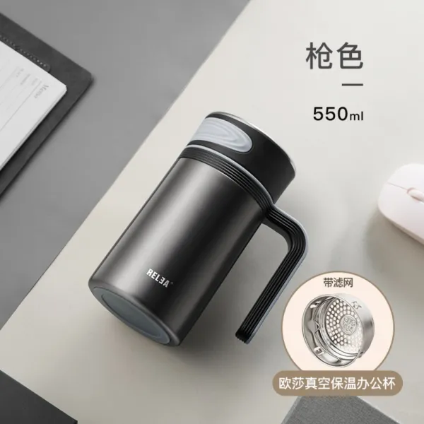 고급 스테인리스 대용량 텀블러 남녀 휴대용 물컵 보온텀블러, 오피스컵 550ML-그레이