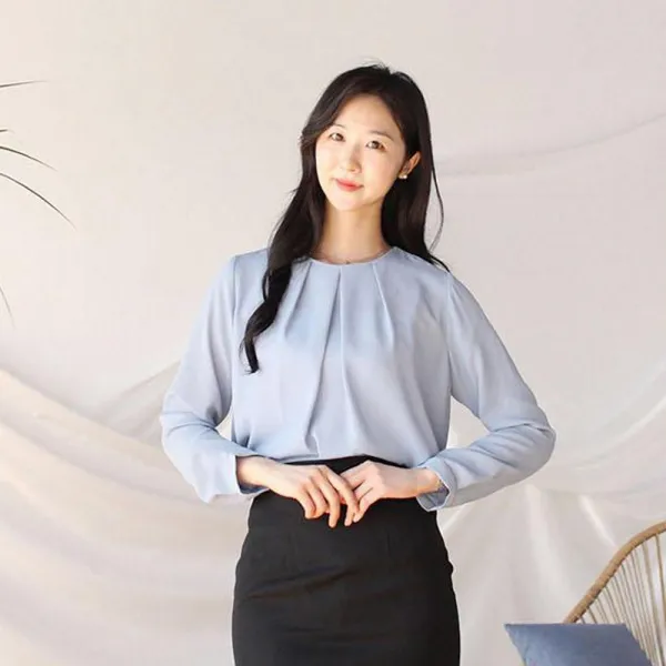 드레스메이 라운드넥 셔링 면접블라우스
