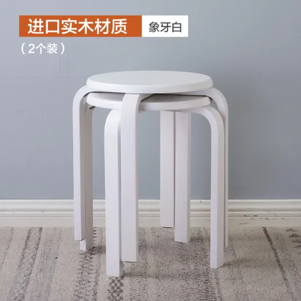 원목 의자 가정용 미니 원형 화장대 의자 식탁의자, 아이보리원목