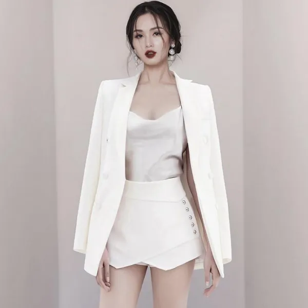 [해외]인기신상 여성 가을 모던시크 슬림 더블 정장자켓+치마 반바지 세트
