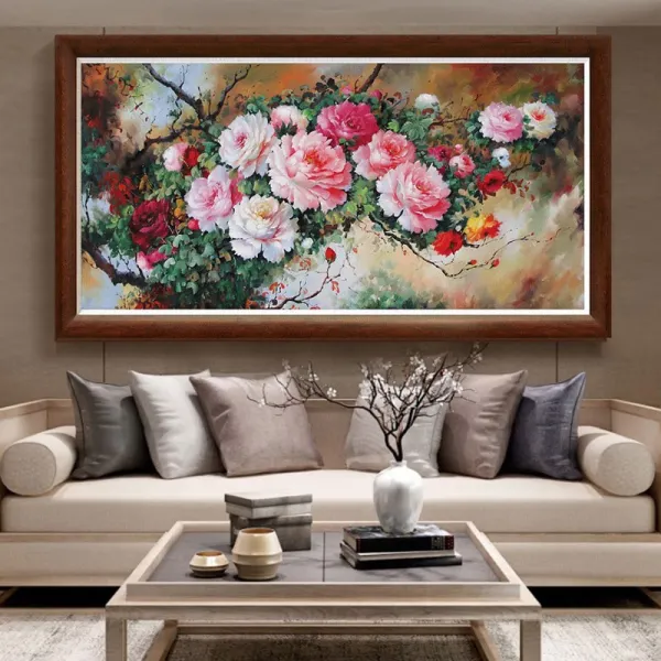 센씨샵 모란꽃(목단꽃) 덤불 보석십자수 DIY키트, 1개, 120cm x 50 cm