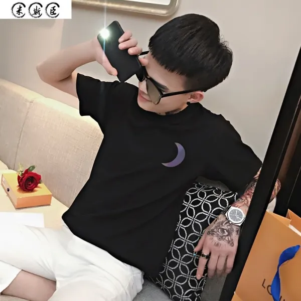 제파존 야광티셔츠 밤 빛날 거야 의 틱톡 클럽 옷 남자 트렌드 나이트조명 반팔 5부 4건달 멋지다