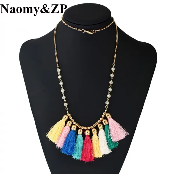 Naomy & zp 브랜드 술 보헤미아 성명서 여성용 맥시 목걸이 민족 고딕 귀여운 boho 빈티지 목걸이 여성 패션 쥬얼리
