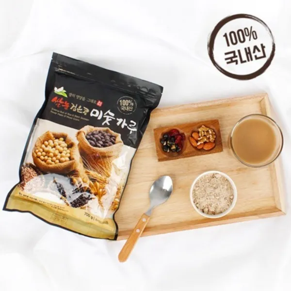 송림식품 쌀눈앤검은콩미숫가루 700g x2봉 건강식품 영양식 선식 생식 간편식 한끼 식사대용 간식 자연곡물 오트밀, 2봉