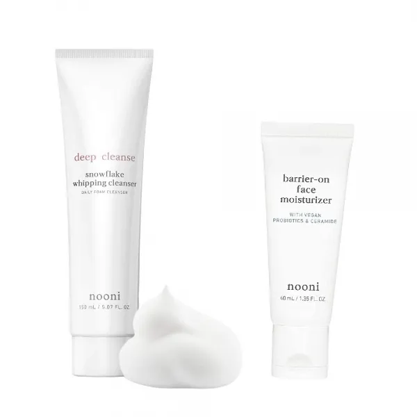 NOONI Nooni 누니 스노우플레이크 휩 클렌저와 모이스춰라이저 세트 각 150ml 40ml, 1개, 1g