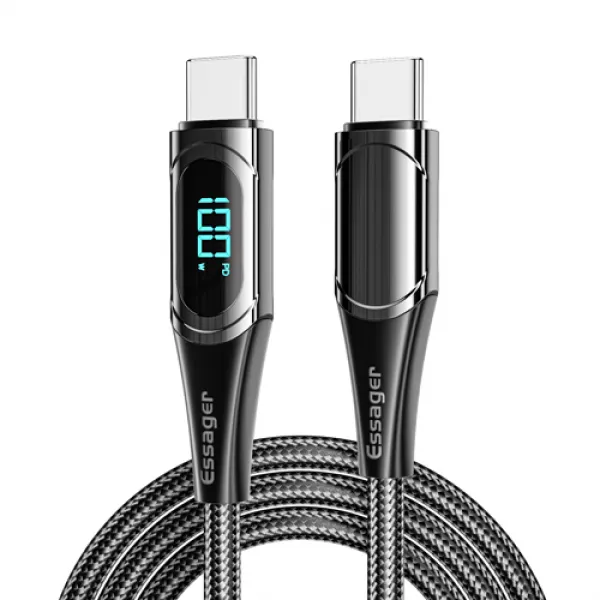 에세이저 디스플레이 c to c 케이블 100w 고속충전케이블, 2m, 블랙