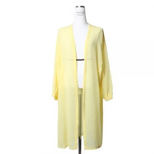 헤링본 롱 여름 로브가디건 쉬폰 시스루 루즈핏 비키니 커버업 휴양지 바캉스룩 비치웨어 Sd126