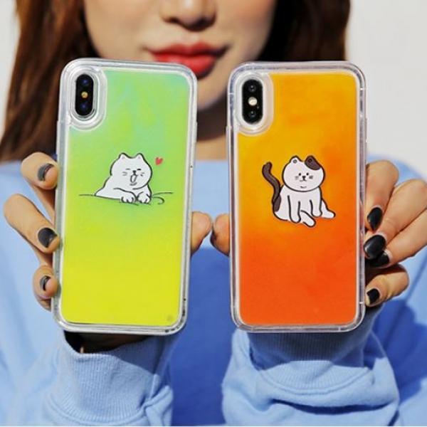 루다컴퍼니 TC뚱냥이 네온샌드 야광케이스 휴대폰 케이스