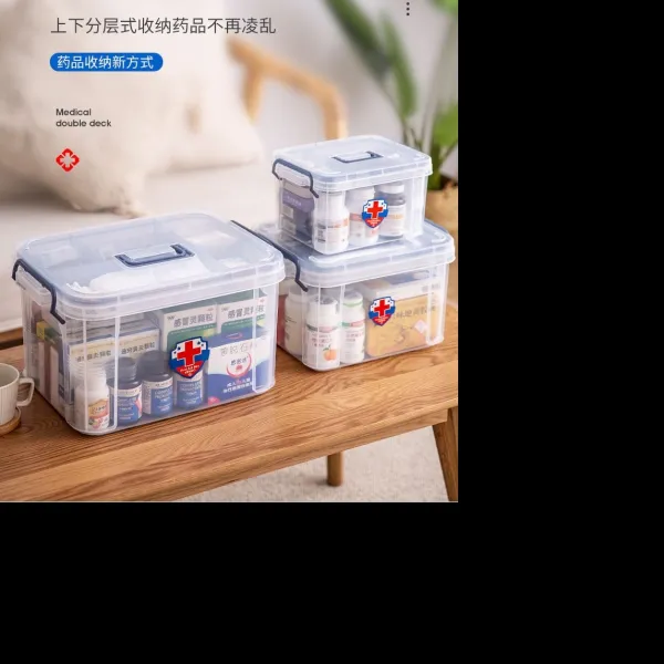 Kirahosi 가정용 약상자 약 정리함 구급함 구급박스 34호+덧신증정 A1szxup 투명 특대