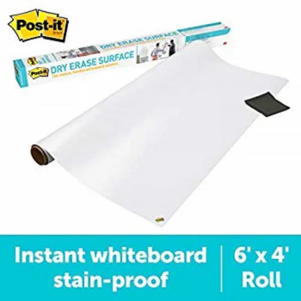 Post-it Super Sticky Dry Erase Surface (6 ft x 4 ft) - Great for Tables Desks and Other Surfaces