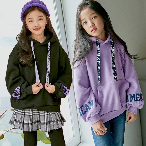 키키다이어리 주니어후드티 기모안감 겨울신상 초등여아후드티 여주니어티 Bb레터링후드티 후드티
