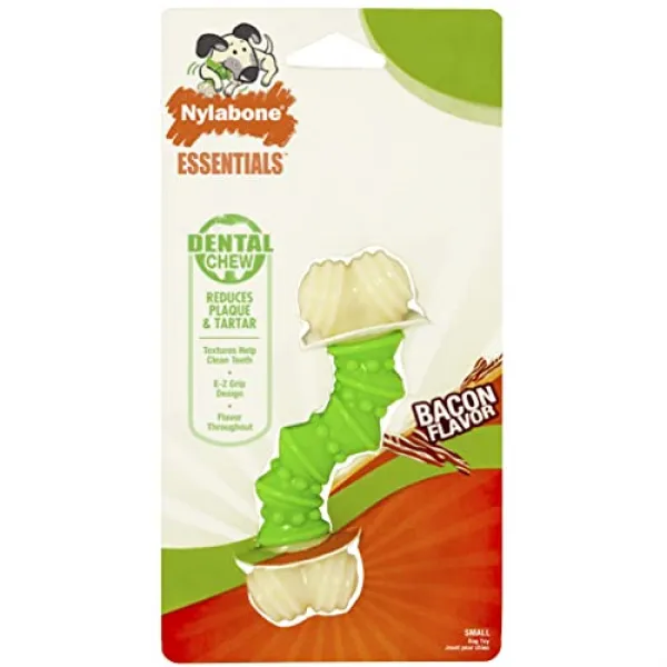 Nmt Nylabone Daily Dental Dog Chew 곡선 디자인 깨끗한 치아를위한 치아 능선 베이컨 맛 Small P0074006cbepr06 기본