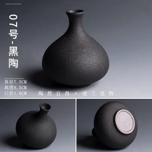 명품 미니도자기 도벽 도자기꽃 찻상테이블 부처님 중국식 동전풀 실내 진열 장식품 거실 꽃병 19번 7번 블랙 도기