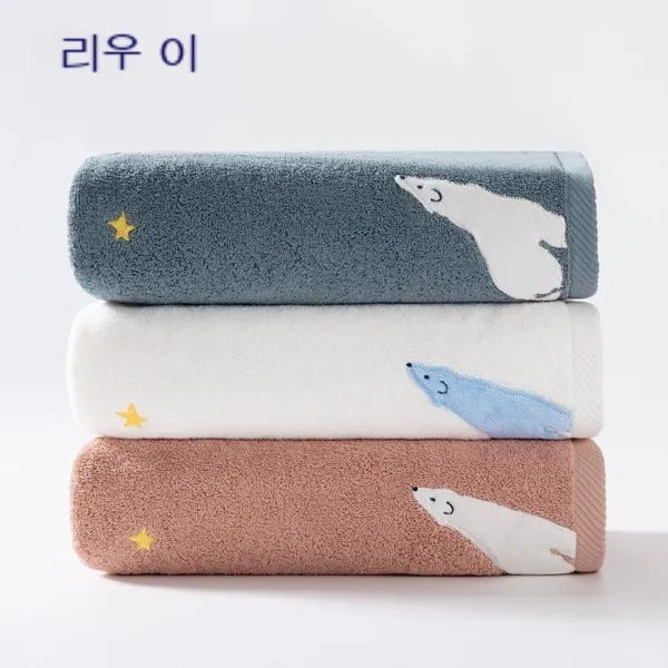 결옥 목욕수건 가정용 순면 흡수 남녀 전면 큰 수건 남성 수건 쳐다보다 별빛 목욕수건, 흰색, 70*140