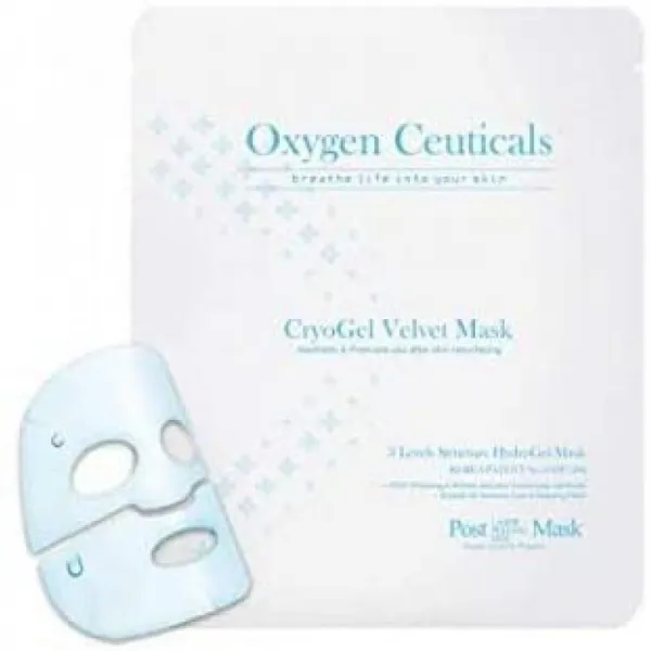 하이드로 겔 시트 마스크 OxygenCeuticals Cryogel 벨벳 마스크 즉각적인 수분 공급을위한 시트 마스크 진정 냉각 치유, 1, 1