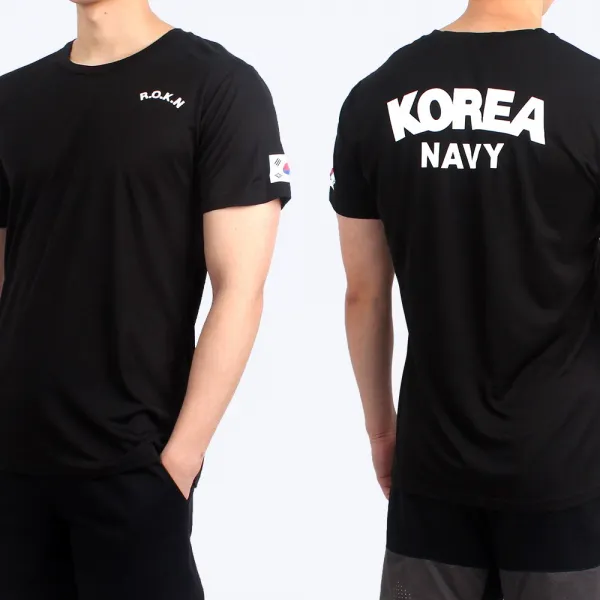 군화와고무신 쿨링 해군 ROKN 로카 반팔티 검정 - 군인반팔 로카티 반팔 티셔츠