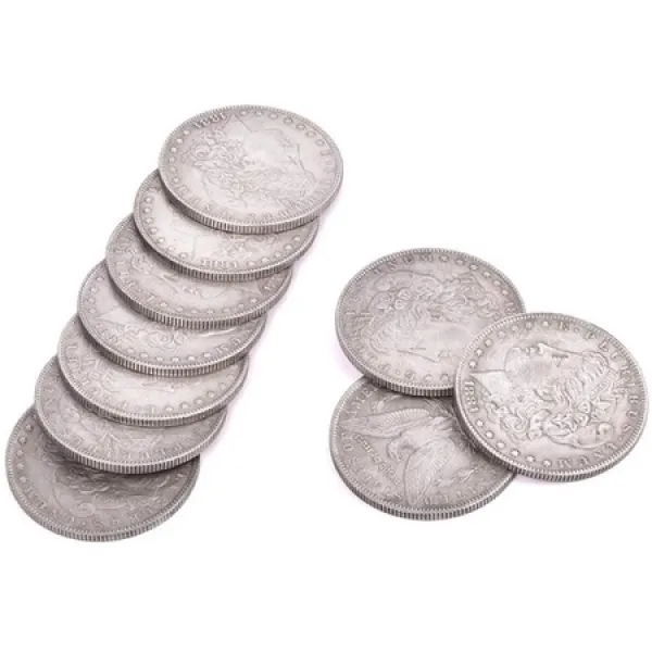 Doowops [요술 마술] 모건 달러 매직 코인 10 개 세트 지름 3.8cm 두께 0.2cm 무대 소품 근경 무대 매직
