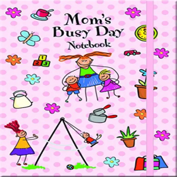 Mom's Busy Day A5 Notebook with Elastic Closure 8.66 x .39 x 5.91 Inches 탄력적 마감 처리 된 엄마의 바쁜 하루 A5 노, nullSET