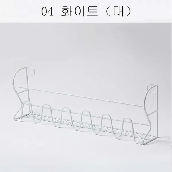 HY 철제 벽걸이 간이 문간 공간을 절약하고 구멍 뚫지 않는 화장실 슬리퍼 틀 숙소 신기 이층 신발장XT09 A28, 04 화이트（대）