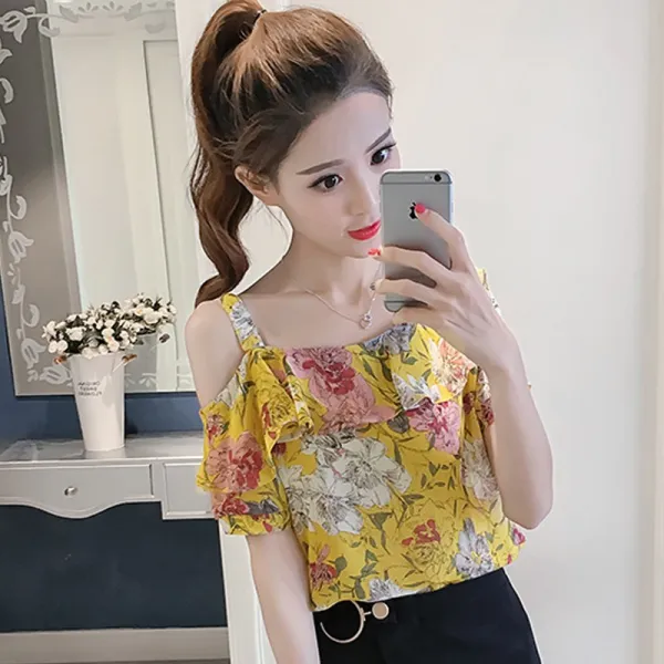 여자 화사한 여신스트랩 피크닉 셔링 노카라 데일리