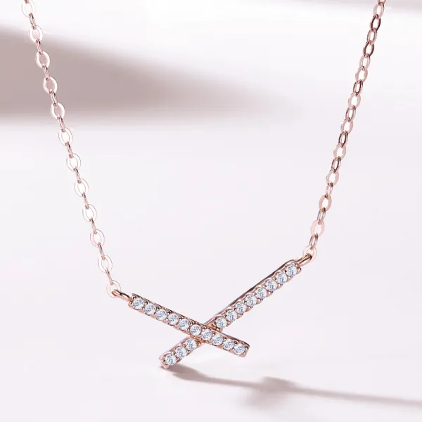 Elaine 쥬얼리 S925 크로스 편지 스털링 실버 목걸이 틈새 디자인 펜던트 패션 간단한 다이아몬드 쇄골 체인