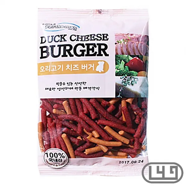 로첸 애견져키 샤페이 개고기간식 오리고기치즈버거, 1개
