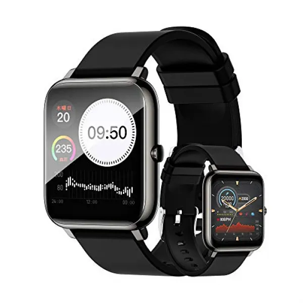 스마트 워치 활동량계 IP67 방수 보수계 스마트 팔찌 GPS 탑재 일기 예보 다 운동 모드 1.4 인치 대형 화면 손목시계 스포츠 워치 장시간 대기 알람 시계 수면 검측 스톱워치 착신 통지거부 단어 앱 AndroidiPhone 지원(1.4인치, 블랙)