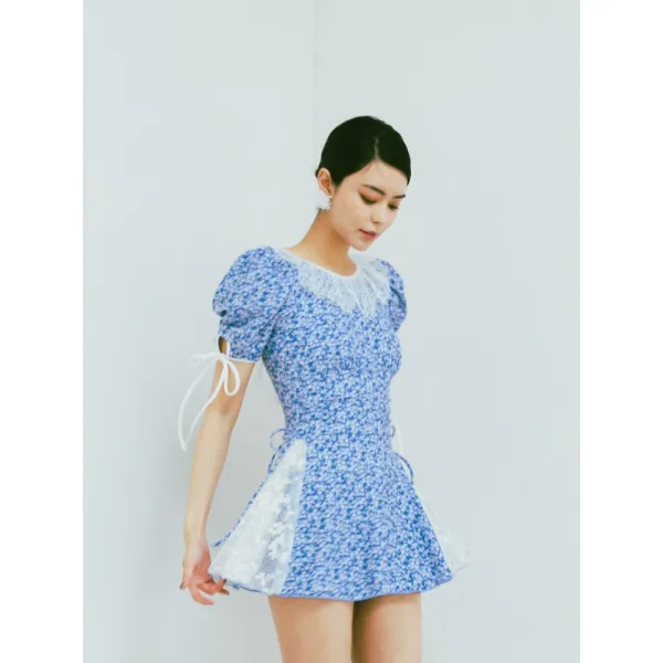 위드이니 여성반팔 막차 W 가단조 플라워 보수적이다 배가리기 슬림핏 올인원 양식
