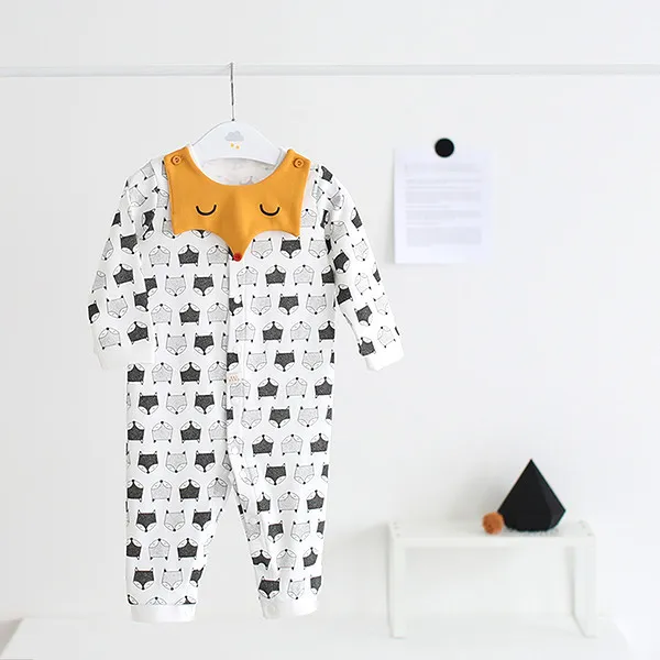  달퐁 와글와글여우우주복 턱받이포함 