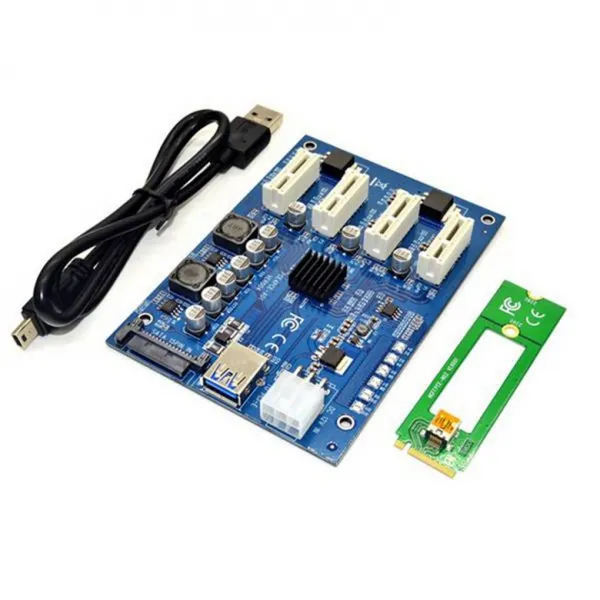 광업을위한 M.2 NGFF PCIE PCI 익스프레스 익스텐더 라이저 카드 어댑터 4 PCIE 슬롯 어댑터의 PCIe 포트 멀티 플라이어 M2 카드, 하나, 보여진 바와 같이
