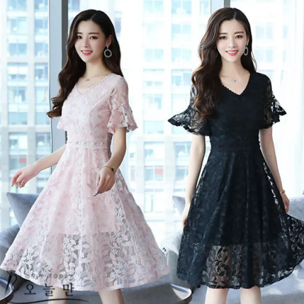 오늘만 플라워 러브 브이 레이스 원피스 모임 파티