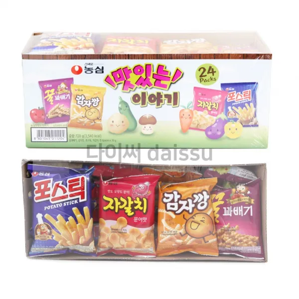 과자세트 1. 농심 맛있는 이야기 2. 오리온 only 생감자 3. 크라운 스낵박스 3종 모음 과자세트/과자선물세트, 1개, 01. 농심 맛있는 이야기