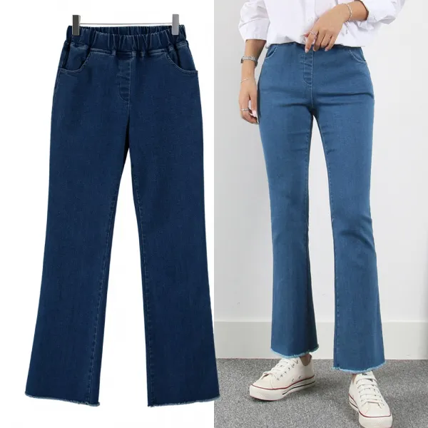 여성 군살커버 밴딩 스판 청바지 데일리룩 빅사이즈여성의류 ~3XL 데님부츠컷팬츠