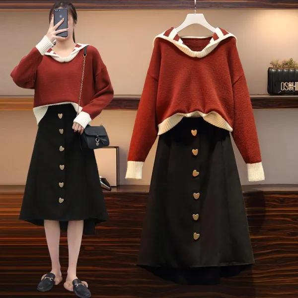 새로이 28wisnk6 여성 겨울가울 상하의 세트 치마 투피스