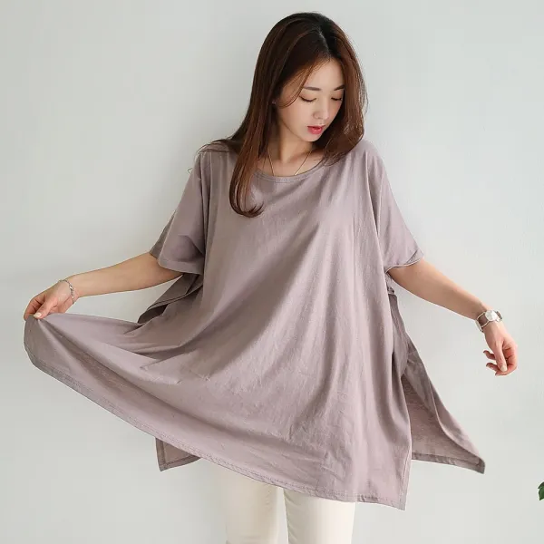 무지루즈핏롱티셔츠 여성 티셔츠 롱티 박스티 루즈핏 가오리 반팔 빅사이즈 여름