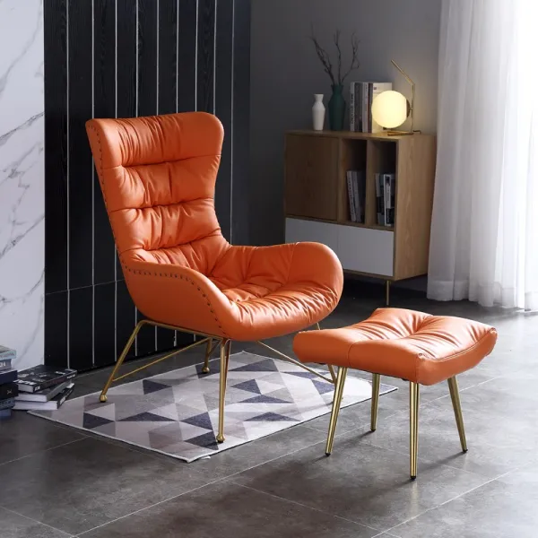 북유럽 성인 미니멀 낮잠의자 1인용흔들의자 오렌지 흔들 의자 + 스툴