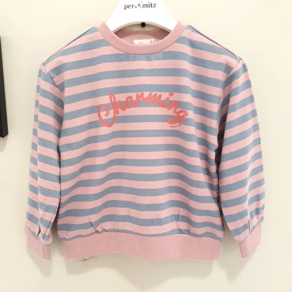 페리미츠 북유럽st 귀엽고 활동적이게 보이는 핑크 맨투맨 티셔츠