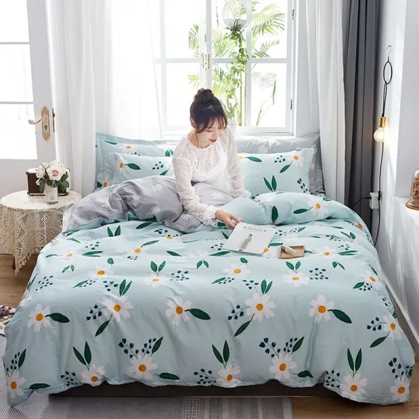 이불커버 사종 세트순면 순면 심플 북유럽스타일의 여름시즌 1.8x2.0소녀하트 침구 공주스타일 4건, C05-2.0m침대이불 세트 220x240침대커버 250x270