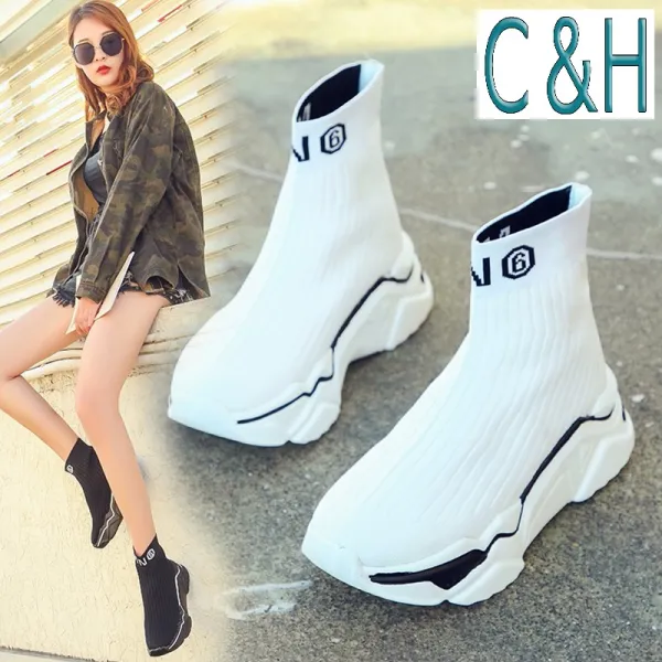 자체브랜드 여자 여성 5cm 키높이 삭스스니커즈 니트운동화 슈즈